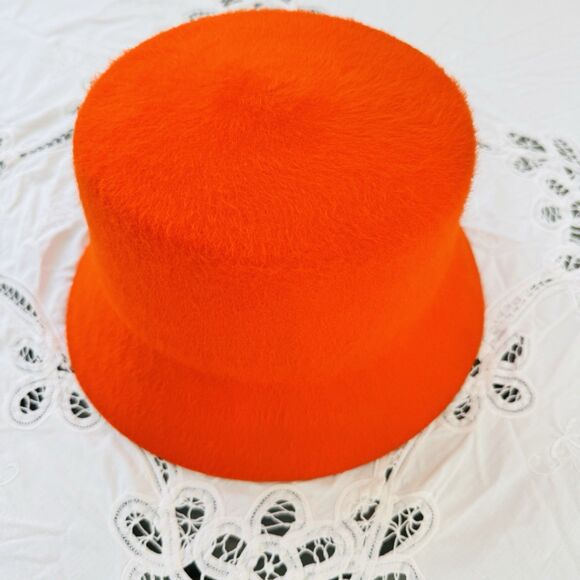 New WYETH Tenley in Orange Mohair Wool Flat Top Bucket Hat Women’s One Size main image 10
